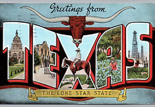 Texas Postcard Vintage Greetings Lone Star State Large Big Letter Linen TX picture