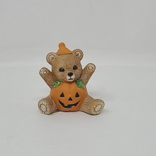 Vintage HOMCO Halloween Bear Figurine Home Interiors Porcelain Pumpkin Vtg picture