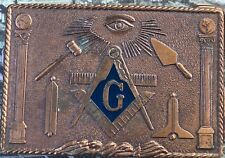 VINTAGE Belt Buckle 1978 HENRY KLITZNER Masonic Freemason Solid Brass Beltbuckle picture