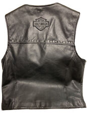 Harley Davidson Men’s Black Thick Leather Vest  Size Large picture