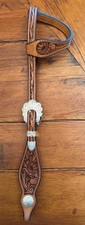 EXQUISITE Hand Carved SLIDING EAR HEADSTALL By Tony Pedrini  Cowboy Vaquero picture