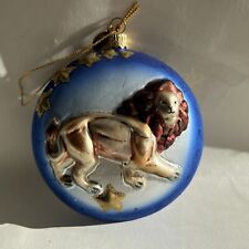 Rare Vintage double sided Blown Glass Constellation Ornament ‘LEO’ picture