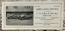 1930s C.A. FULTON & SON INC. AMBULANCE SERVICE ADVERTISEMENT FREEPORT NEW YORK picture