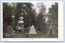 c1906 Scene At Oak Lodge, Cedar Lake, West Bend Wisconsin WI Antique Postcard picture