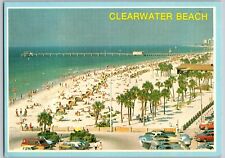 Clearwater Beach, Florida - Tropical Palms Line at Beach - Vintage Postcard 4x6 picture