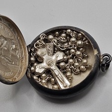 Vintage Alpaca Rosary in Pendant Case St Anne Beaupre picture