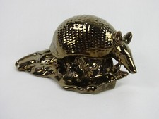 Ceramic Armadillo Statue-Glossy Gold-Appox. 9.5” x 5”-EUC picture