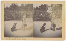 SAN FRANCISCO STEREOVIEW - Berkeley - George W. Reed Photographer & Dog c1894 picture