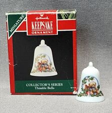 Vintage Hallmark Keepsake Ornament Mini Porcelain Thimble Bell Christmas (1992) picture