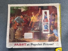 Vtg Pabst Blue Ribbon Beer Framed Cardboard Sign NOW AT POPULAR PRICES Rare 50s picture
