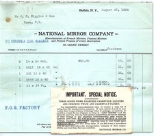 1924 National Mirror Co. Buffalo NY Mirrors Invoice Billhead picture