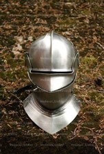 18GA Steel Medieval Closed Armet Helmet German Salleta Helmet With Bevor picture