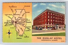 Jacksonville IL-Illinois, The Dunlap Hotel, Advertisement, Vintage Postcard picture