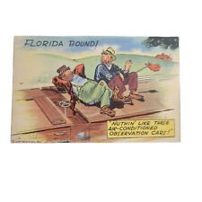 Vintage Curt Teich Florida Bound Hobos Riding Rail Car Divided Linen Postcard    picture