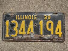 Vintage 1939 Illinois license plate pair 1344-194 Original Yellow Black Paint picture