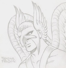 Ramona Fradon Signed Silver Age Hawkman Original DC Comics / JLA JSA Art Sketch picture