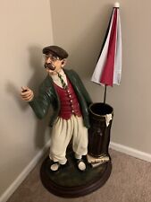 RARE Rainy Day Golfer Statue By Peter Mook Collectible Figure Resin Cane Holder picture