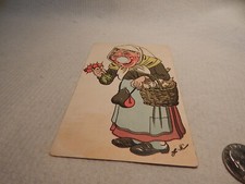 VTG 1907 POSTCARD COMIC OLDER LADY WITH RADISHES BEETS ? NO NOSE -YOUR FINGER picture