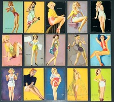 15 Original Arcade PIN-UP Exhibit Cards HOT CHA GIRLS 1945 Earl Moran MUTOSCOPE picture
