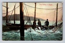 OR-Oregon, Men Trap Fishing in Oregon, Antique Souvenir Vintage Postcard picture