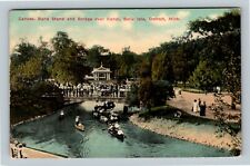Detroit MI Band Stand & Canal Belle Isle Canoe Michigan c1912 Vintage Postcard picture