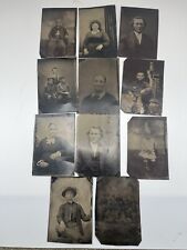 Lot of 11 Tin Type Antique Photos Men, Women & Children 1800’s picture