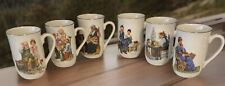 Vintage Norman Rockwell Mugs 10 Oz ~Set Of 6 Made In Japan 1982 picture