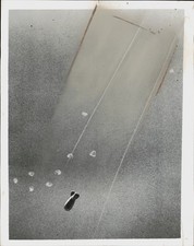 1941 Press Photo Flak from British Anti Aircraft Bursts Near Balloons picture