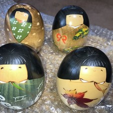 Kokeshi Doll Set Poetry of the Four Seasons Okamoto Usaburo Japanese Sign Up5 picture