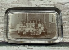 OLD School Photo Children Class School House Lewis Peters 1910 Glass Paperweight picture