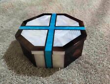 Semi Precious Gemstone Overlay Work Jewelry Box Octagon Marble Multipurpose Box picture