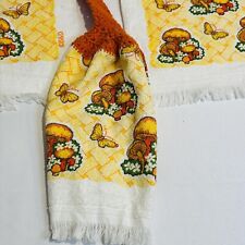 Vintage 80’s Mushroom Butterfly Kitchen Dish Towels Cotton Terry Cloth picture