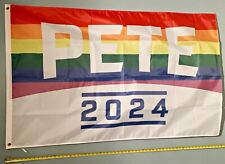 PETE BUTTIGIEG FLAG *FREE SHIP USA SELLER* Biden Rainbow LGBTQ 2024 Sign 3x5' picture