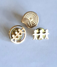 3 Vintage United Way Lapel Pins featuring 3 Children or the Helping Hand picture