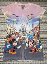Vtg Y2K Disney Parks World Magic Kingdom All Over Print AOP T-Shirt Womans Small picture