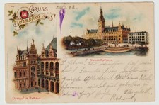 +Int litho postcard greeting from Hamburg, various views used 1902+ picture