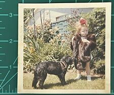 Vintage Photo Color Snapshot Adorable Little Girl With Her Puppy Dog picture
