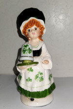 Vintage Schmid  St Patrick's Girl In Green Dress Pincushion Bonnet W/Thimble 6