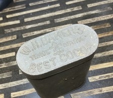 vintage W.H. Baker's Best Cocoa tin embossed lettering fleur-de-lis symbol picture