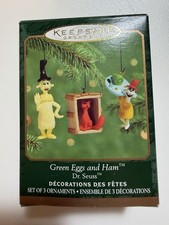 Vtg 2000 Hallmark Keepsake Ornament Dr. Seuss Green Eggs & Ham Miniature Set picture