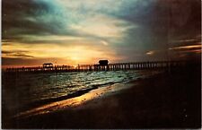 Fort Myers FL Sunset Over Fishing Pier Unused Postcard 933b picture