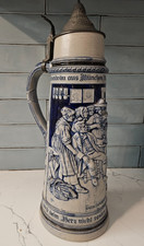 Vintage Zell German Blue Cobalt 2 1/2 Liter Large Beer Stein - 16 inches picture