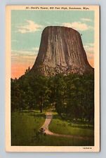 Sundance WY-Wyoming, Devil's Tower Rock Formation, Vintage Postcard picture