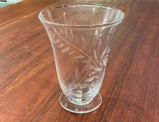 William Yeoward Crystal Fern Bouquet Vase 5.5” Signed Etched Botanical Footed picture
