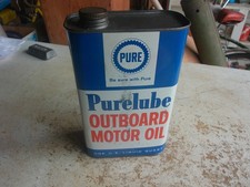 Vintage Empty Quart Purelube Outboard Motor Oil Can RARE Lot 26-50-13 picture