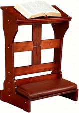 Wood Prayer Bench with Cushion Kneeler Padded Kneeling Stool Bible Shelf Home Ch picture