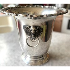 Vintage Poole Silver Plate Champagne Bucket Lion Head Handles Ice Wine Cooler picture
