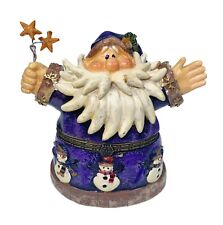 4.5” Santa Claus Trinket Box Figurine Christmas Holiday Purple Coat picture