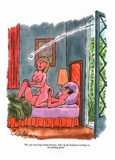 Alden Erikson Playboy Cartoon Illustration VTG Adult Humor Art Golf Bedroom Fore picture