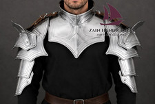 ZAIN Medieval Steel Knight Shoulder Armor with Gorget Gothic Pauldron Halloween picture